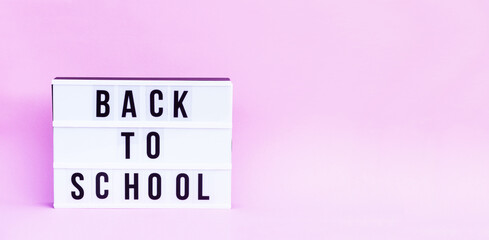 Back to school words made from black letters on white display