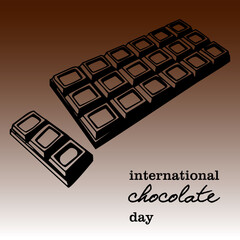 International chocolate day, 13 September, vector illustration in liner style. Icon line isolated on brown gradient background