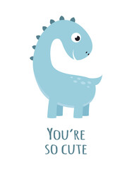 cute dinosaur isolated on white, vector illustration