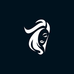 Beautiful silhouette of young woman, woman face icon