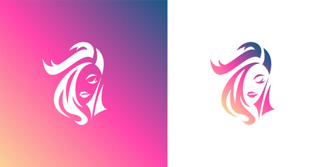 Beautiful silhouette of young woman, woman face icon