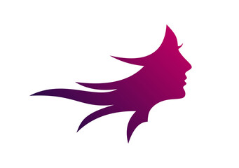 Beautiful silhouette of young woman, woman face icon