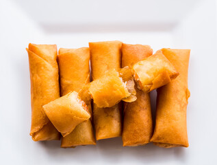 Spring rolls on plate , Thai famous dessert