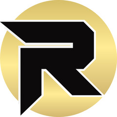 Logo R Black Gold Company Letter Logo Design With Simple style