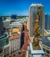 Aerial Photos of Indianapolis Indiana and it's wonderful Circle Center and Monument Circle. Summer of 2020 