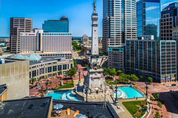 Aerial Photos of Indianapolis Indiana and it's wonderful Circle Center and Monument Circle. Summer...