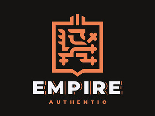 Lion modern  heraldic logo design editable for your business.