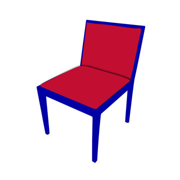 chair illustration with dark blue frame and red upholstery
