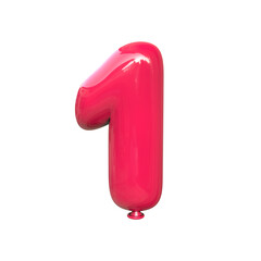 Glossy  balloon number one. White background.