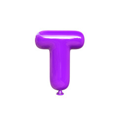 Balloon letter T 3d illustration.