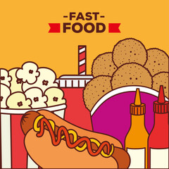 poster with delicious fast food vector illustration design