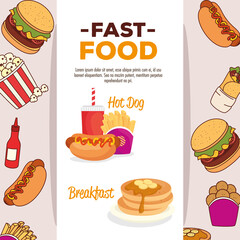 fast food poster, with icons of delicious fast food vector illustration design