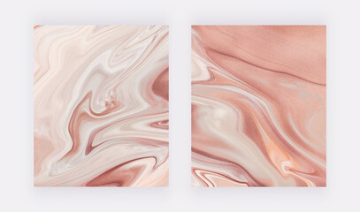 Nude with rose gold foil liquid ink design backgrounds.
