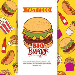 fast food poster, with delicious big burger vector illustration design