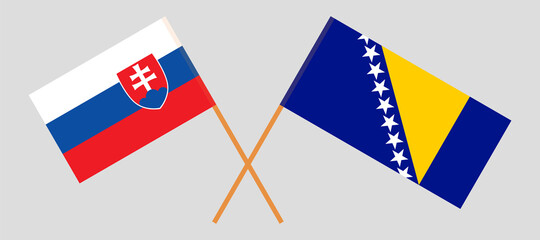 Crossed flags of Bosnia and Herzegovina and Slovakia