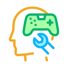 game joystick repair icon vector. game joystick repair sign. color symbol illustration