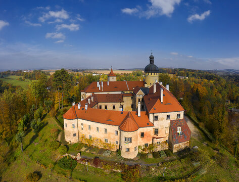 Grabstejn is originally a Gothic castle from the 13th century, which was rebuilt in the 16th century into an exhibition Renaissance chateau, Chotyne, Liberec Region, Czech Republic