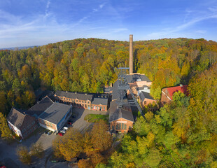 Landek heavy mine industry museum - tower mine. Ostrava was the black coal mining center in...
