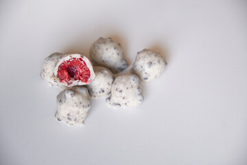 raspberries dipped or covered in chocolate