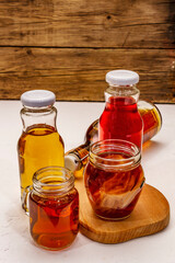 Kombucha in glass bottles