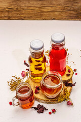 Kombucha in glass bottles