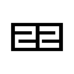 22 Classic Vintage Sport Jersey / Uniform numbers in black with a black outside contour line number on white background for American football, Baseball and Basketball or soccer for shirt