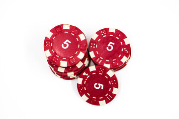 poker chips on white background