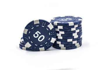 poker chips on white background