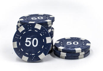 poker chips on white background