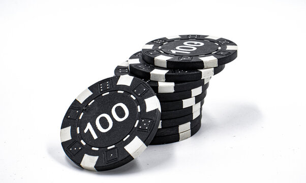 poker chips on white background