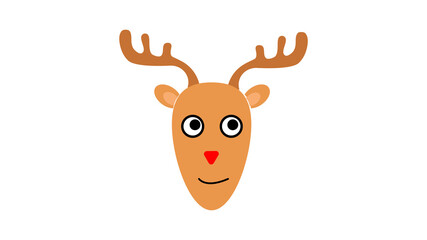 Cute deer head cartoon decoration merry christmas icon