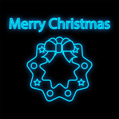 Mistletoe neon icon. Glowing Christmas winter holiday icon sign