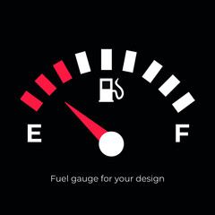 Fuel gauge for your design. Full and empty signs. Vector