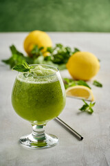 Mint lemonade. Limonana. Middle eastern frozen mint lemonade.