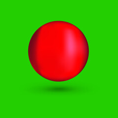 Blank of red round sphere or 3d ball. Vector. Green background