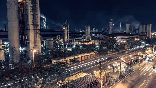 Time lapse traffic at night in Volta Redonda , Brazil