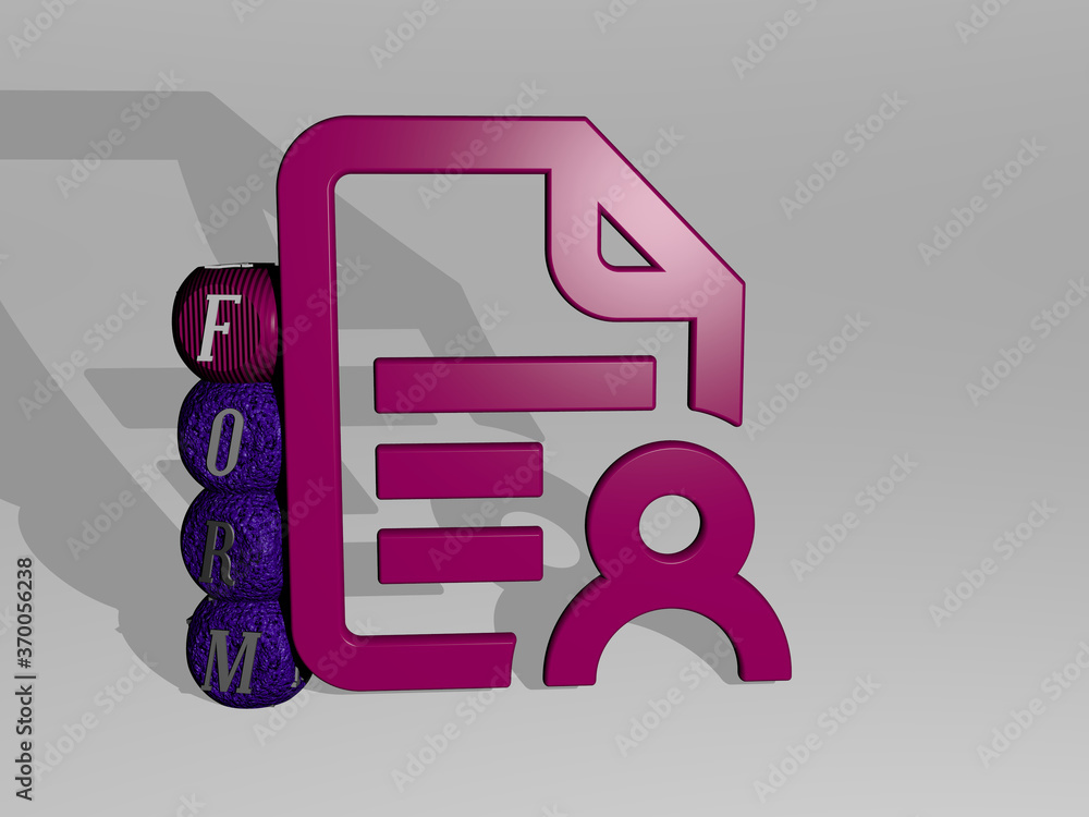 Leinwandbilder 3d representation of form with icon on the wall and text arranged by metallic cubic letters on a mir