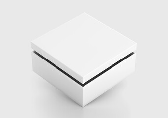 White Square Box Mockup, Blank Shoe Box packaging container, 3d Rendering isolated on light background