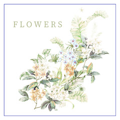  high-quality set of various watercolor flowers 