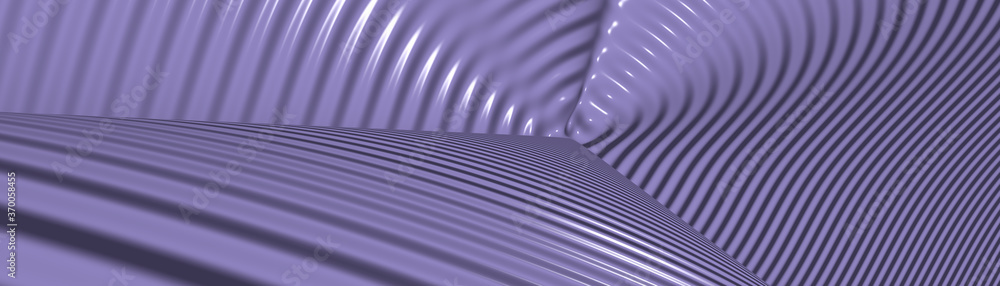 Poster ultra wide image made of slate blue monochromic 3d curved abstract background image made of plain sp