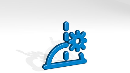 day morning from a perspective with the shadow. A thick sculpture made of metallic materials of 3D rendering. beautiful and background