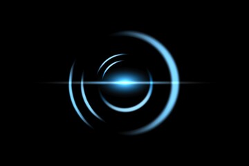 Blue circle of firework. Shining lights in motion on black sky. Ring of fire, abstract background © AITTHIPHONG