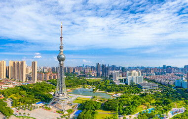 Aerial photos of Wenhua Park, Foshan City, Guangdong Province, China