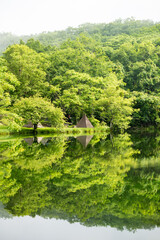 Fototapeta na wymiar Lake view at Komaide Camping site