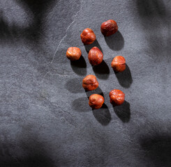 Hazelnut nuts, organic dry fruit - Corylus avellana.