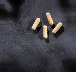 Lepidium meyenii - Maca tablets. Text space