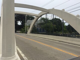 Clarence L. Hussey Memorial Bridge, Hamilton Avenue Bridge, Wickford Harbor South Cove Wickford Village North Kingstown Rhode Island RI USA Concrete Through-Arch Aetna Bridge RIDOT Witches of Eastwick