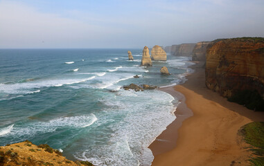 Golden morning with Twelve Apostles - Campbell National Park, Victoria, Australia