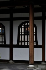 The historical corridor of the Japanese temple in Tokyo Japan