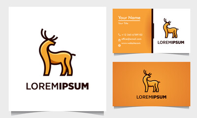 Outline Deer Color Geometric Logo Design vector with business card template